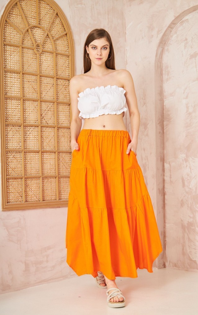 Pasaklı Giyim Kadın Asimetrik 3 Kat Etek 3574300 Turuncu