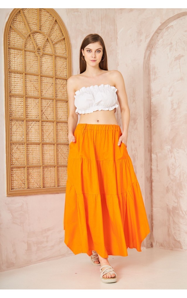 Pasaklı Giyim Kadın Asimetrik 3 Kat Etek 3574300 Turuncu