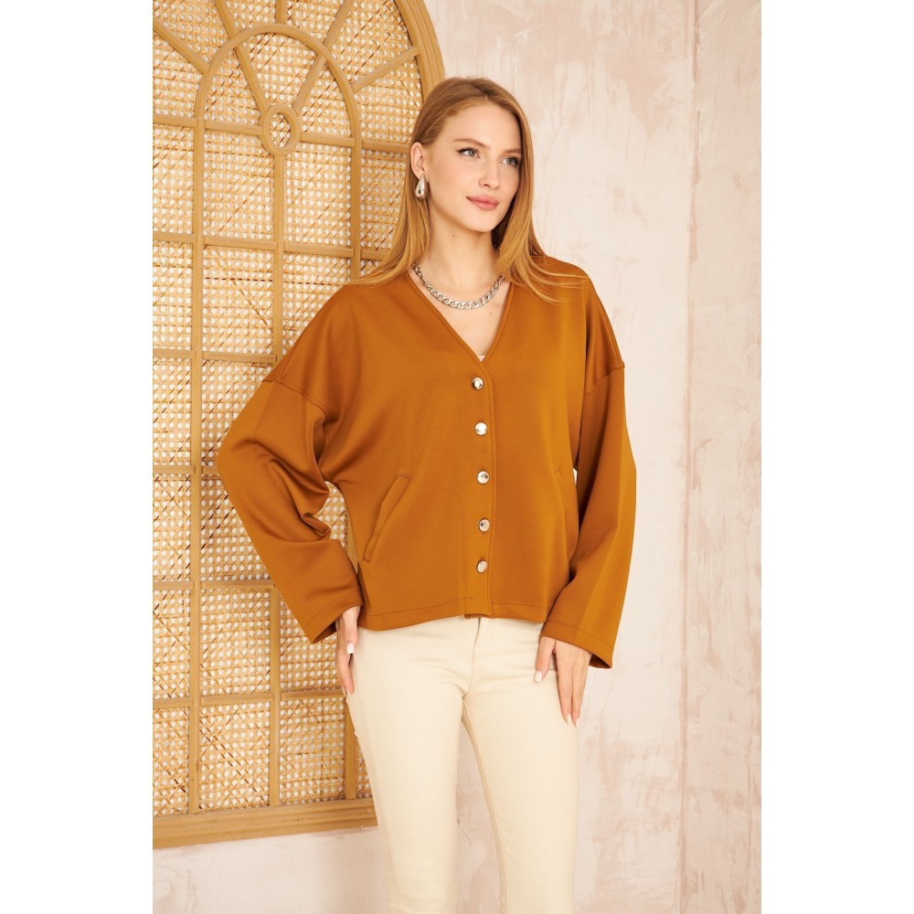 Pasaklı Giyim Pasaklı Giyim Kadın Scuba Hırka Camel - Premium Kadın Giyim