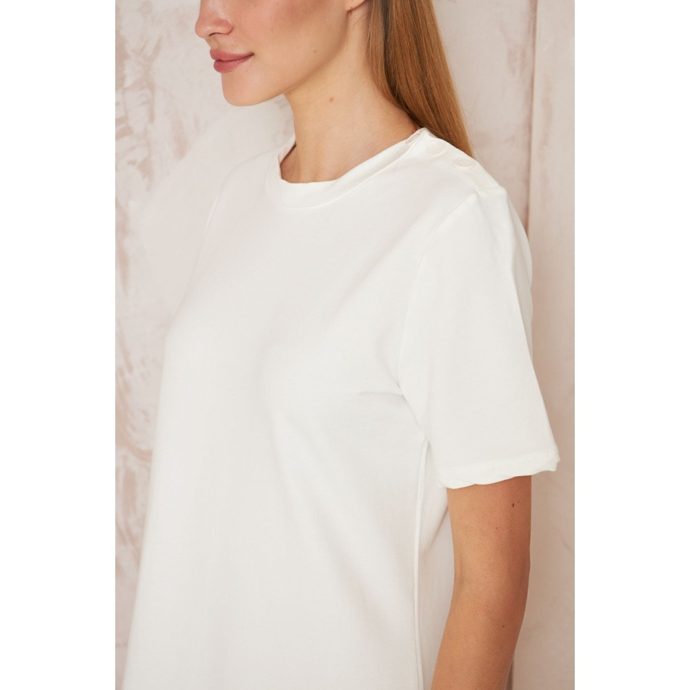 Pasaklı Giyim Pasaklı Giyim Kadın Omzu Düğmeli Beyaz - Premium Kadın Giyim