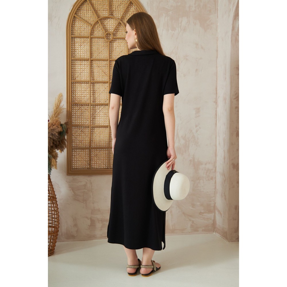 Pasaklı Giyim Pasaklı Giyim Kadın Polo Yaka Elbise Siyah - Premium Kadın Giyim