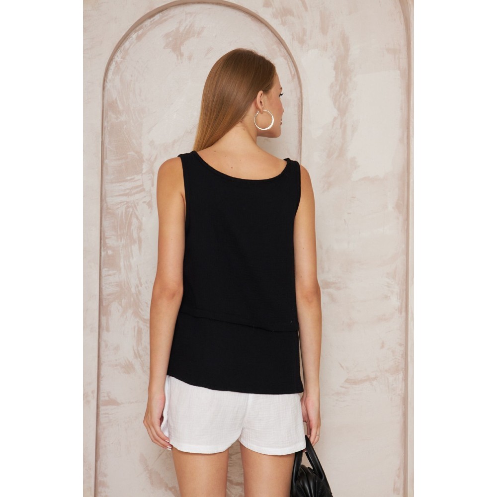 Pasaklı Giyim Pasaklı Giyim Kadın Müslin Pis Dikiş Bluz Siyah - Premium Kadın Giyim