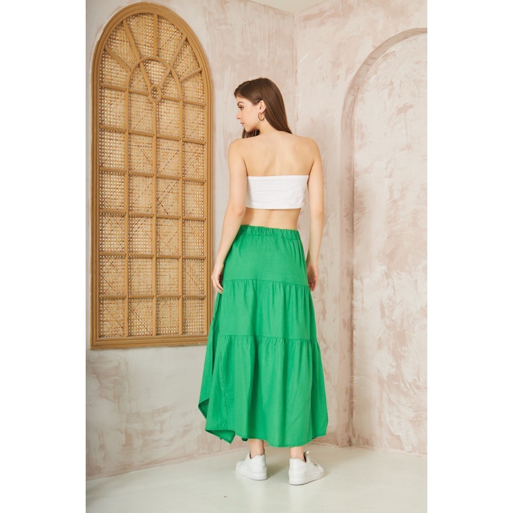 Pasaklı Giyim Pasaklı Giyim Kadın Asimetrik 3 Kat Etek Yeşil - Premium Kadın Giyim