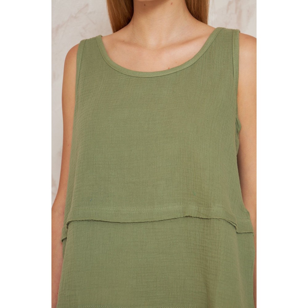 Pasaklı Giyim Pasaklı Giyim Kadın Müslin Pis Dikiş Bluz Haki - Premium Kadın Giyim