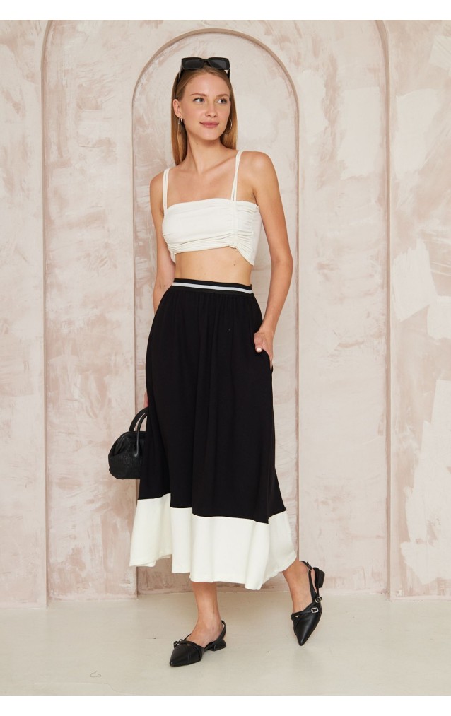 Pasaklı Giyim Kadın Kiloş Etek Renk Bloklu 3535230 Siyah