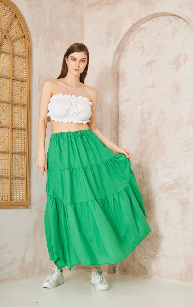 Pasaklı Giyim Kadın Asimetrik 3 Kat Etek 3574300 Yeşil