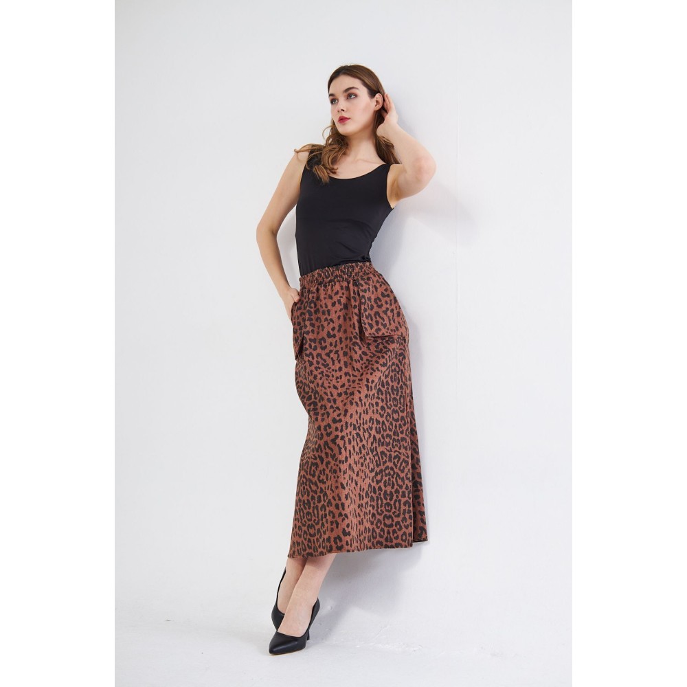 Pasaklı Giyim Pasaklı Giyim Kadın Kamuflaj Desen Gabardin Etek Leopar - Premium Kadın Giyim