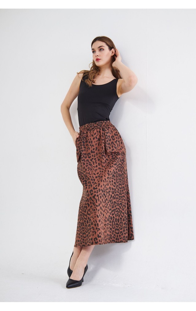 Pasaklı Giyim Kadın Kamuflaj Desen Gabardin Etek 3553220 Leopar
