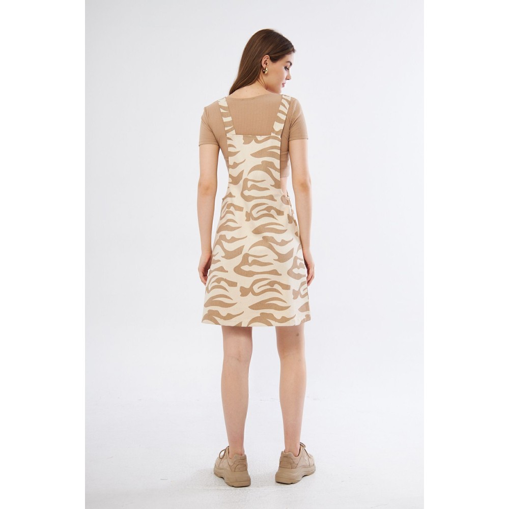 Pasaklı Giyim Pasaklı Giyim Kadın Gabardin Salopet Mini Elbise Vizon - Premium Kadın Giyim