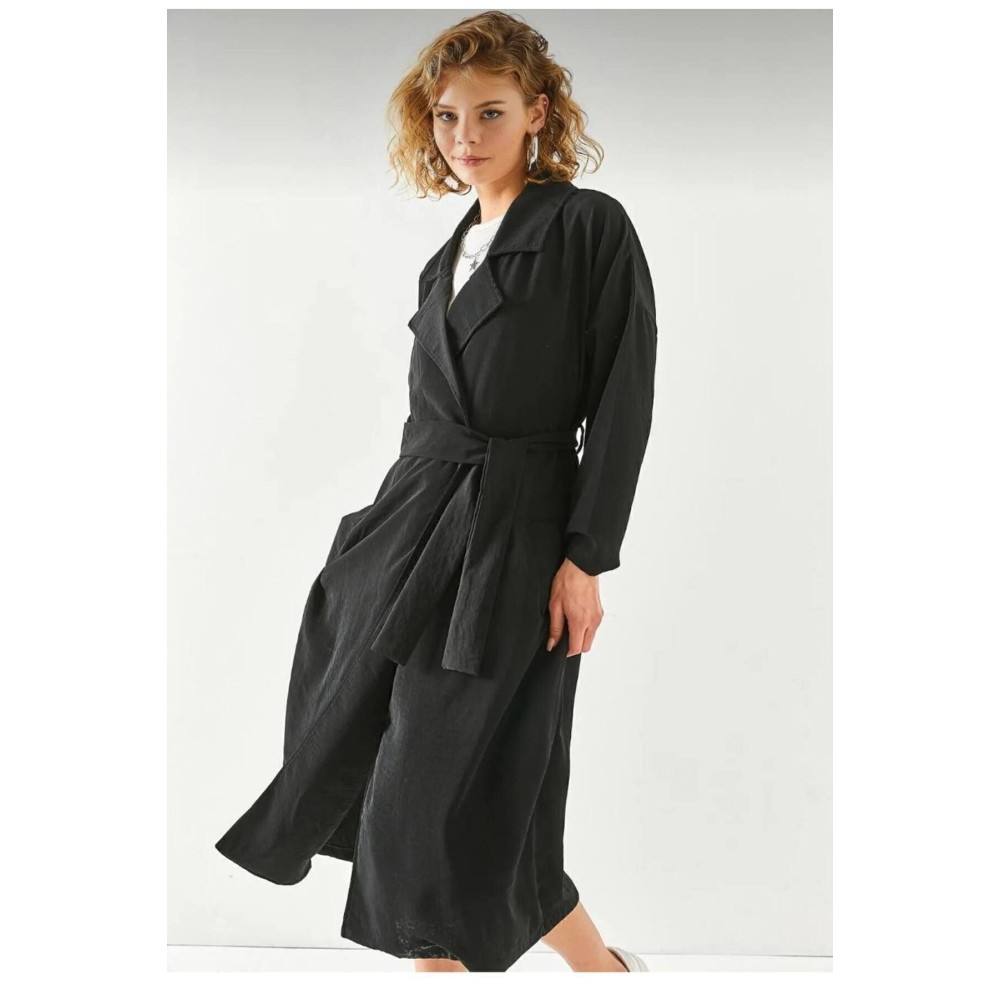 Pasaklı Giyim Pasaklı Giyim Kadın Ekstra Oversize Trençkot Siyah - Premium Kadın Giyim