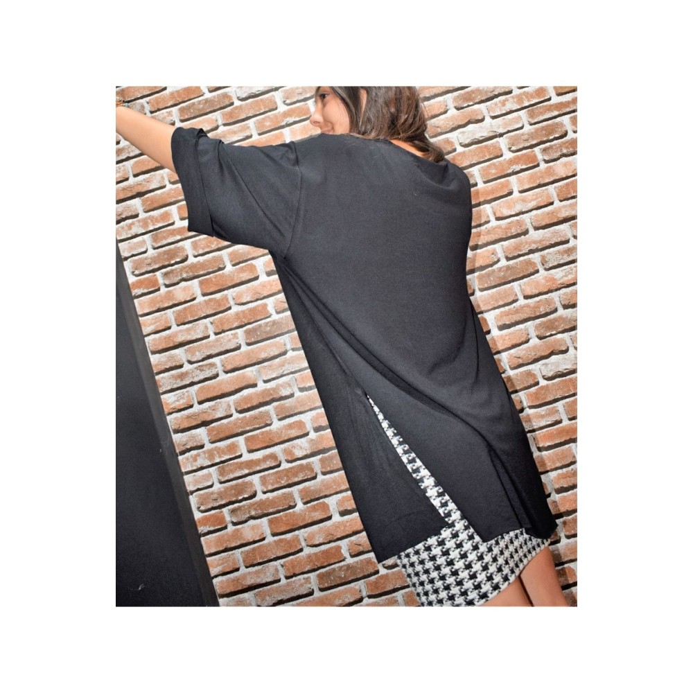 Pasaklı Giyim Pasaklı Giyim Kadın Salaş Oversize Geniş Kesim Uzun T-shirt Siyah - Premium Kadın Giyim