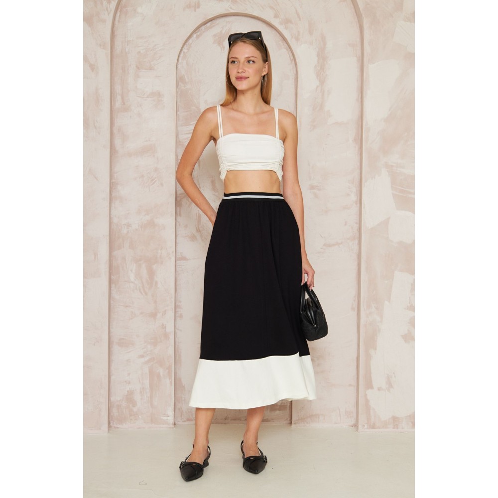 Pasaklı Giyim Pasaklı Giyim Kadın Kiloş Etek Renk Bloklu Siyah - Premium Kadın Giyim