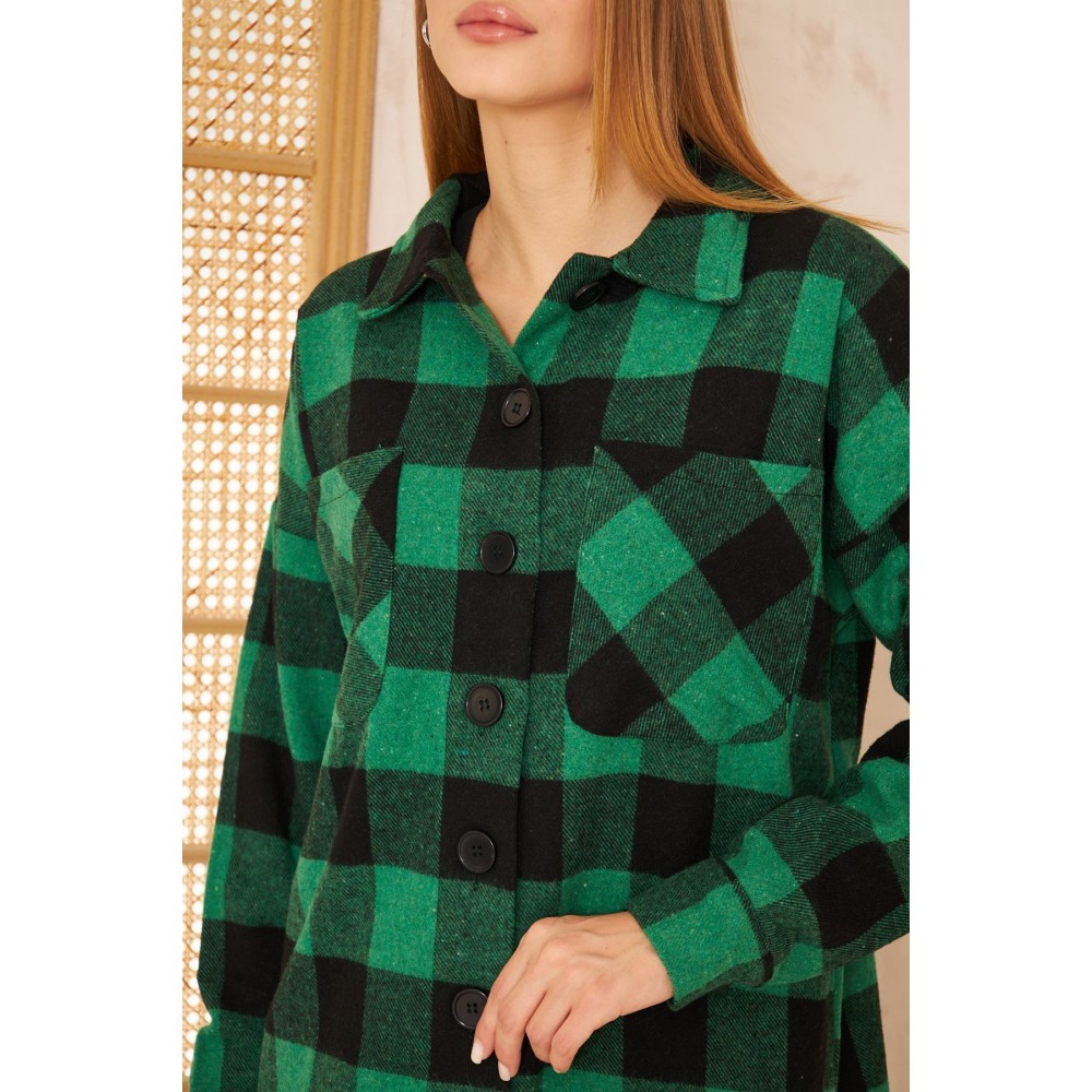 Pasaklı Giyim Pasaklı Giyim Kadın Kaşe Ekose Oduncu Gömlek Yeşil - Premium Kadın Giyim