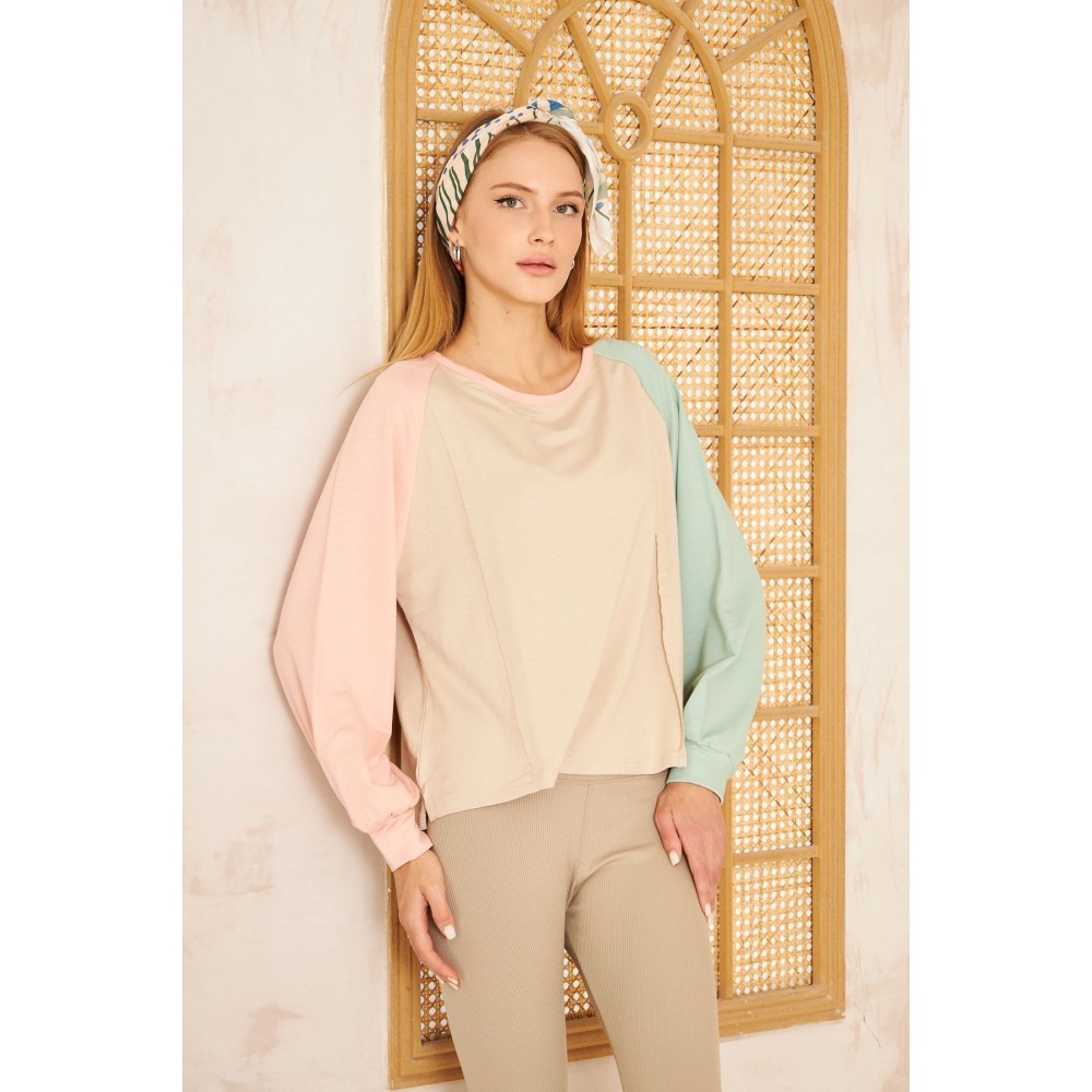 Pasaklı Giyim Pasaklı Giyim Kadın Sweatshirt Bej - Premium Kadın Giyim