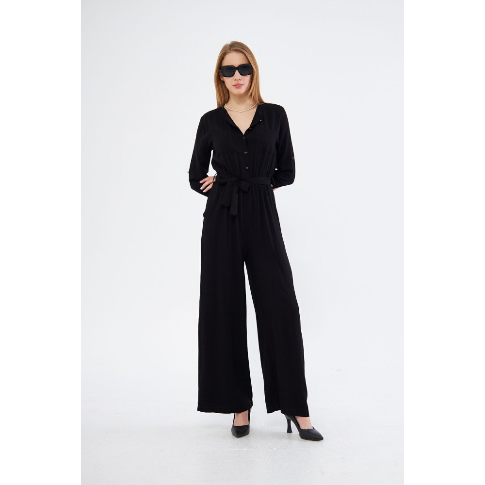 Pasaklı Giyim Pasaklı Giyim Kadın Viskon Tulum Siyah - Premium Kadın Giyim