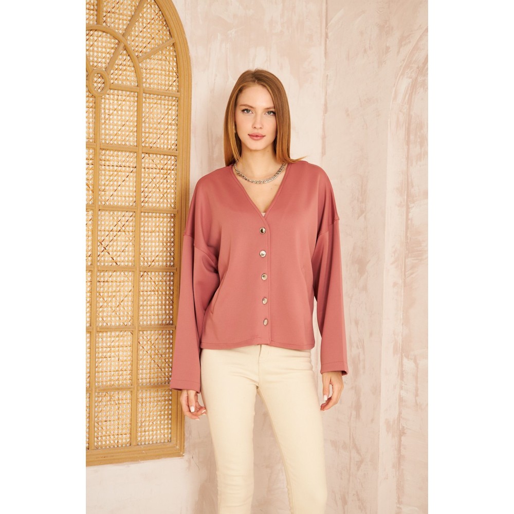 Pasaklı Giyim Pasaklı Giyim Kadın Scuba Hırka Pudra - Premium Kadın Giyim