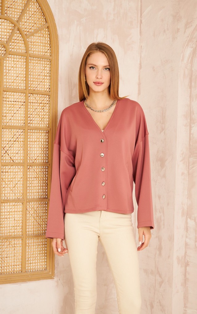 Pasaklı Giyim Kadın Scuba Hırka 3510 Pudra