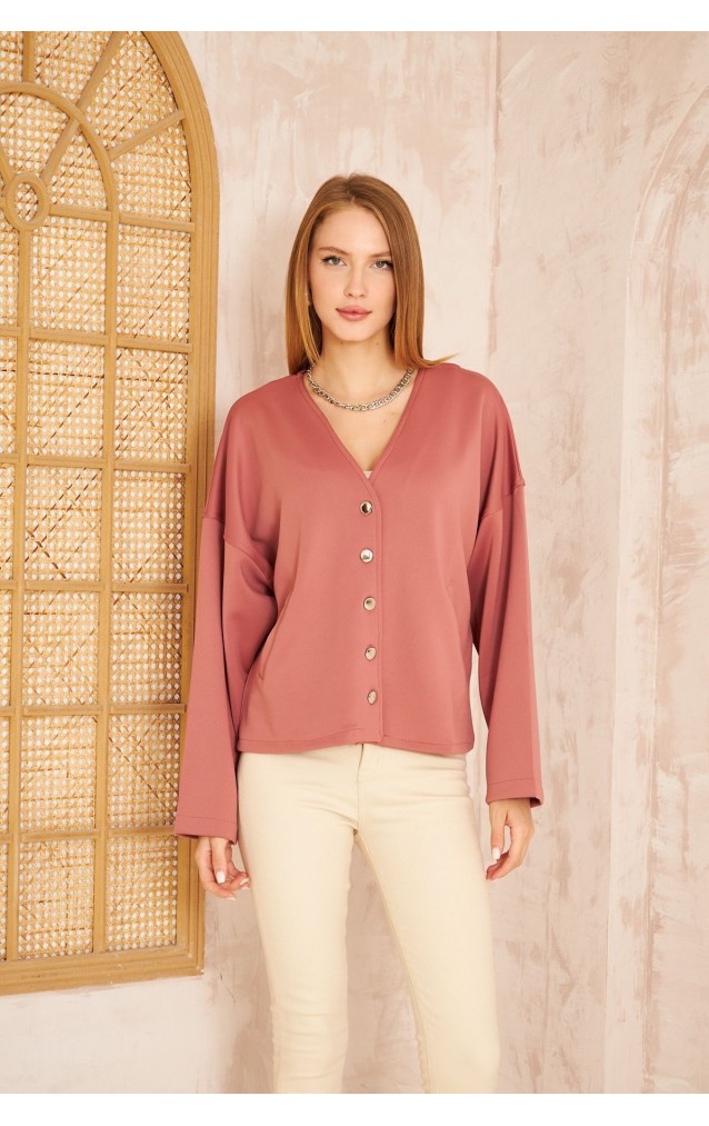 Pasaklı Giyim Kadın Scuba Hırka 3510 Pudra