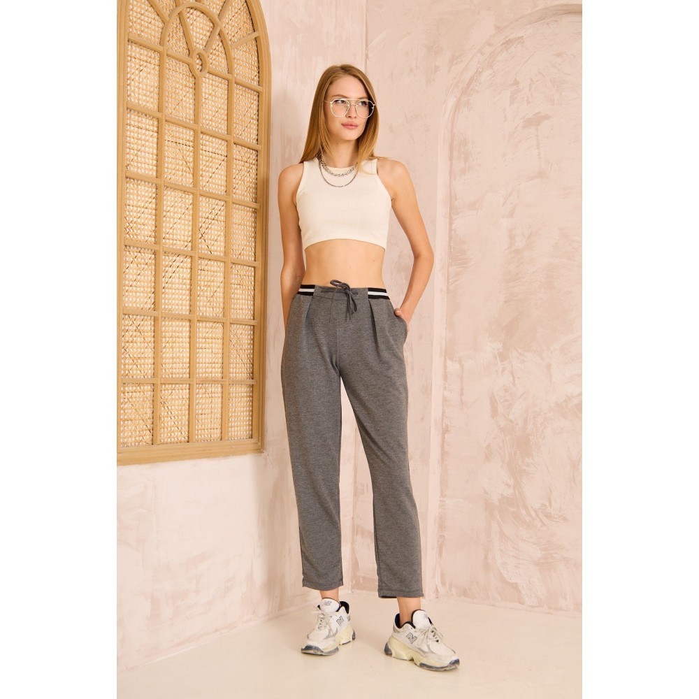 Pasaklı Giyim Pasaklı Giyim Kadın Bilek Boy Pantolon-Eşorfman, Gri - Premium Kadın Giyim