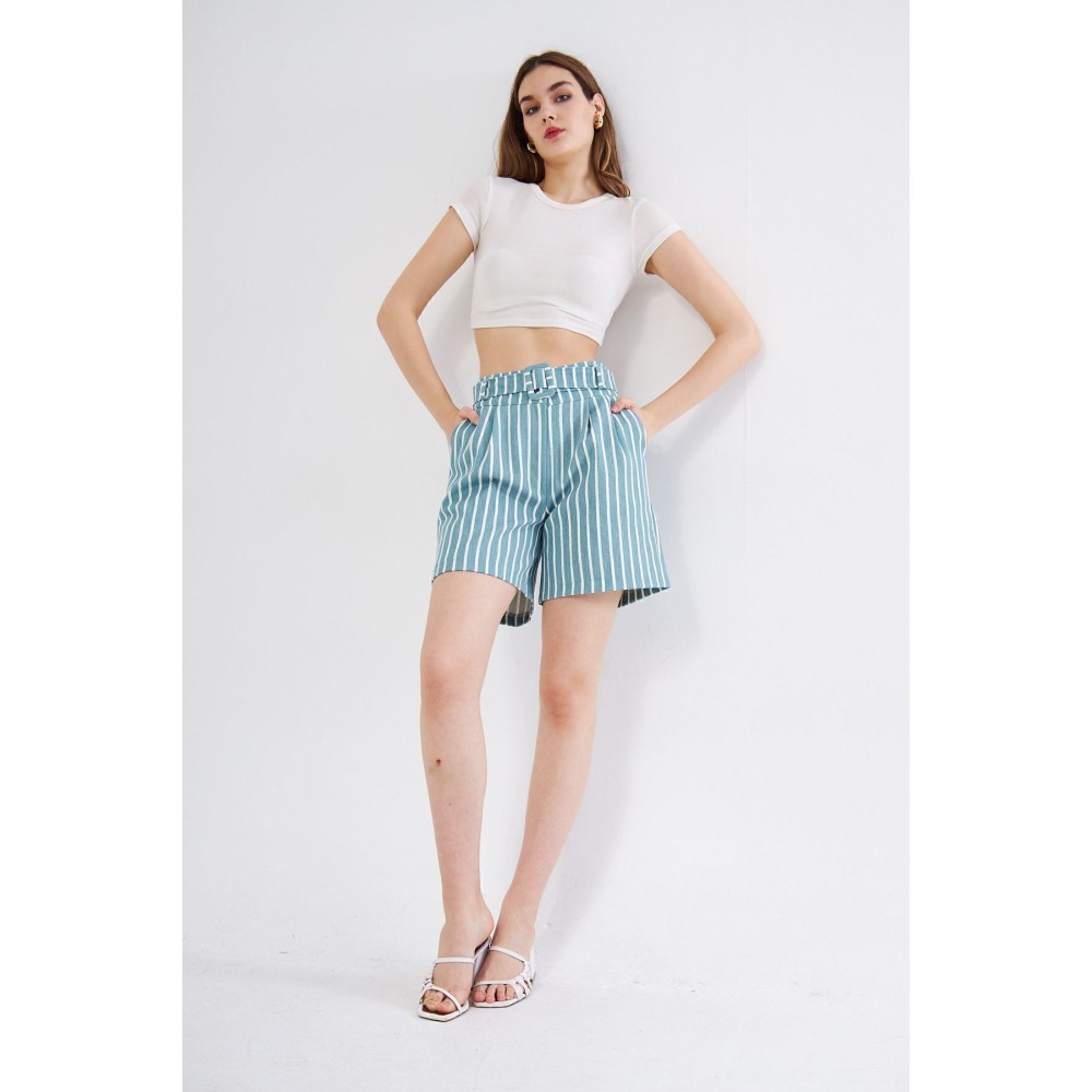Pasaklı Giyim Pasaklı Giyim Kadın Gabardin Mini Şort Mint Yeşil - Premium Kadın Giyim