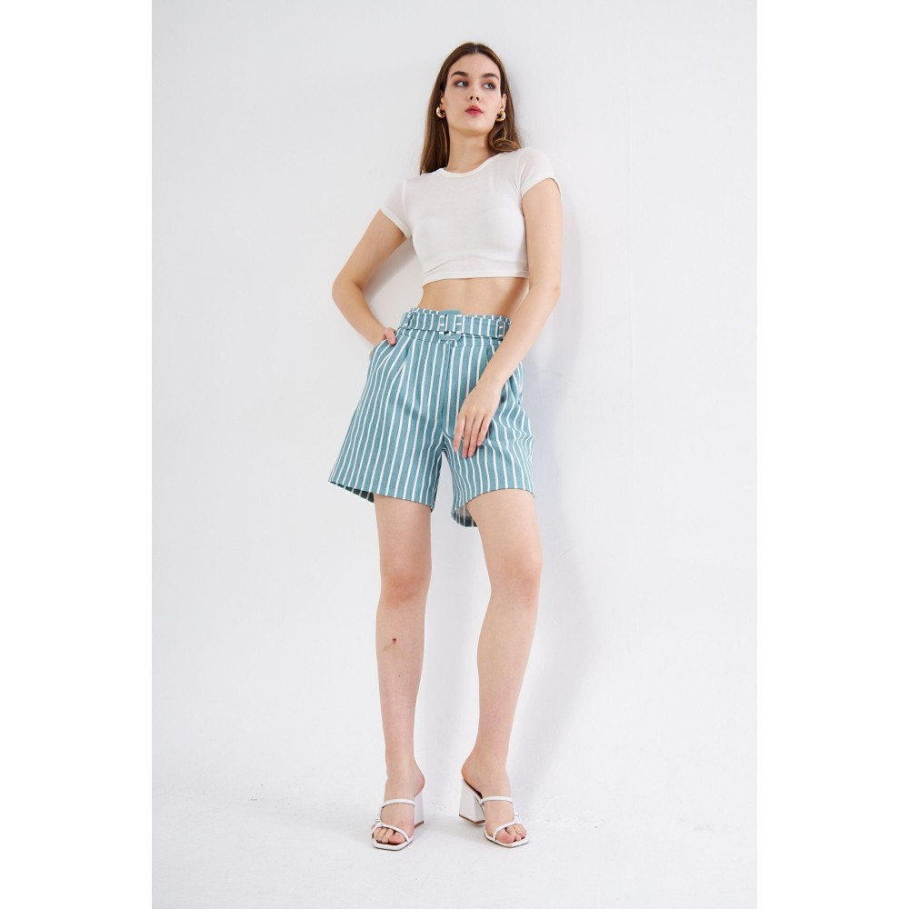 Pasaklı Giyim Pasaklı Giyim Kadın Gabardin Mini Şort Mint Yeşil - Premium Kadın Giyim