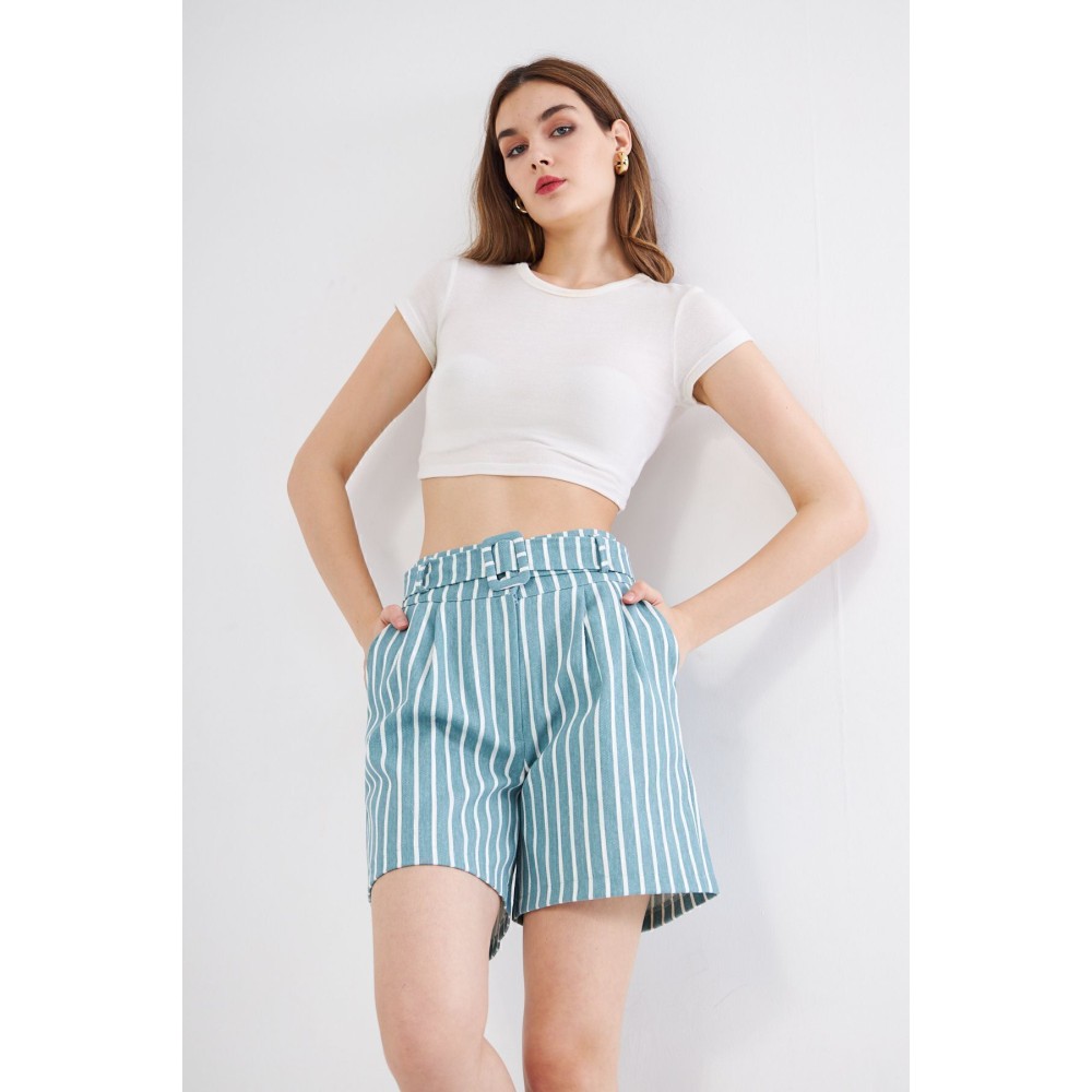 Pasaklı Giyim Pasaklı Giyim Kadın Gabardin Mini Şort Mint Yeşil - Premium Kadın Giyim