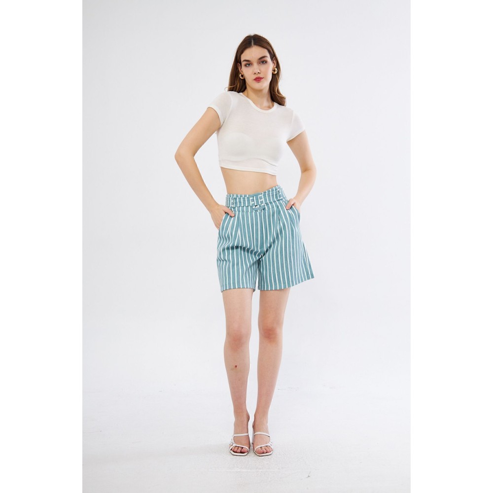 Pasaklı Giyim Pasaklı Giyim Kadın Gabardin Mini Şort Mint Yeşil - Premium Kadın Giyim