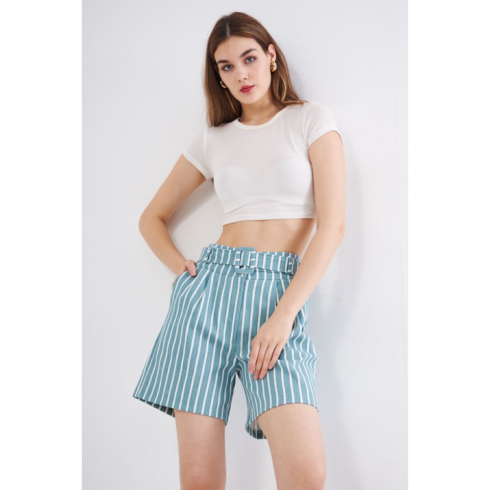 Pasaklı Giyim Pasaklı Giyim Kadın Gabardin Mini Şort Mint Yeşil - Premium Kadın Giyim