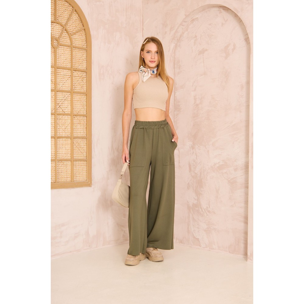 Pasaklı Giyim Pasaklı Giyim Kadın Viskon Pantolon-Eşorfman Altı Haki - Premium Kadın Giyim