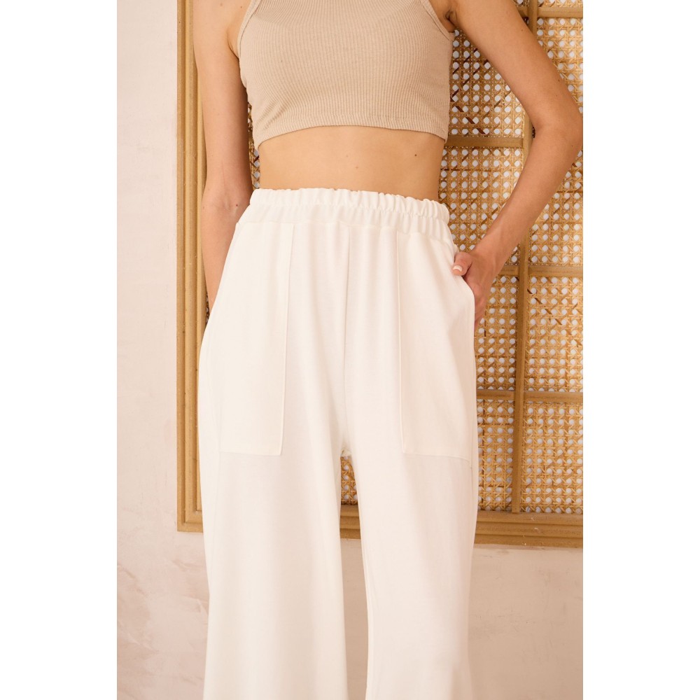 Pasaklı Giyim Pasaklı Giyim Kadın Viskon Pantolon-Eşorfman Altı Beyaz - Premium Kadın Giyim
