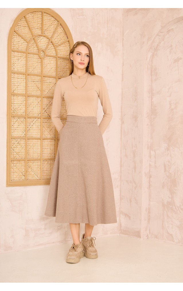 Pasaklı Giyim Kadın Kiloş Kaşe Etek 3461210 Vizon