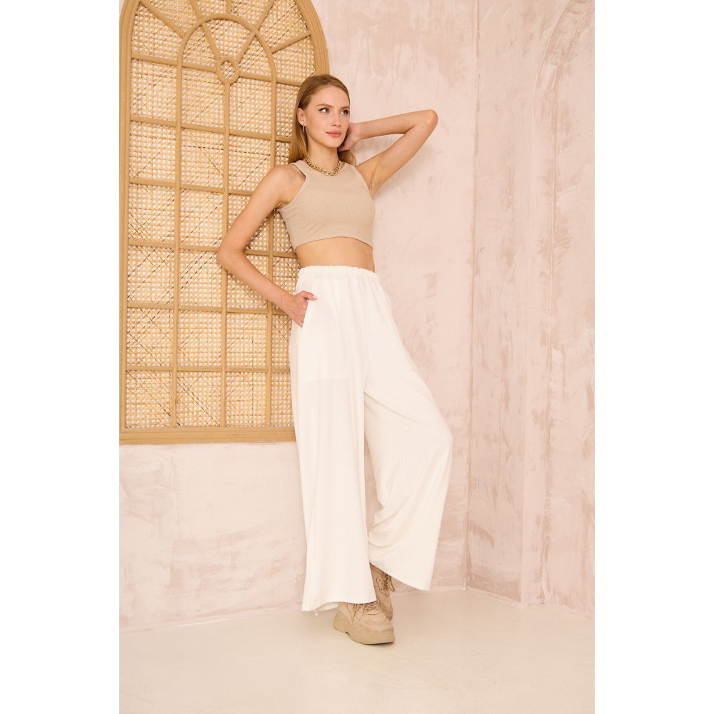 Pasaklı Giyim Pasaklı Giyim Kadın Viskon Pantolon-Eşorfman Altı Beyaz - Premium Kadın Giyim