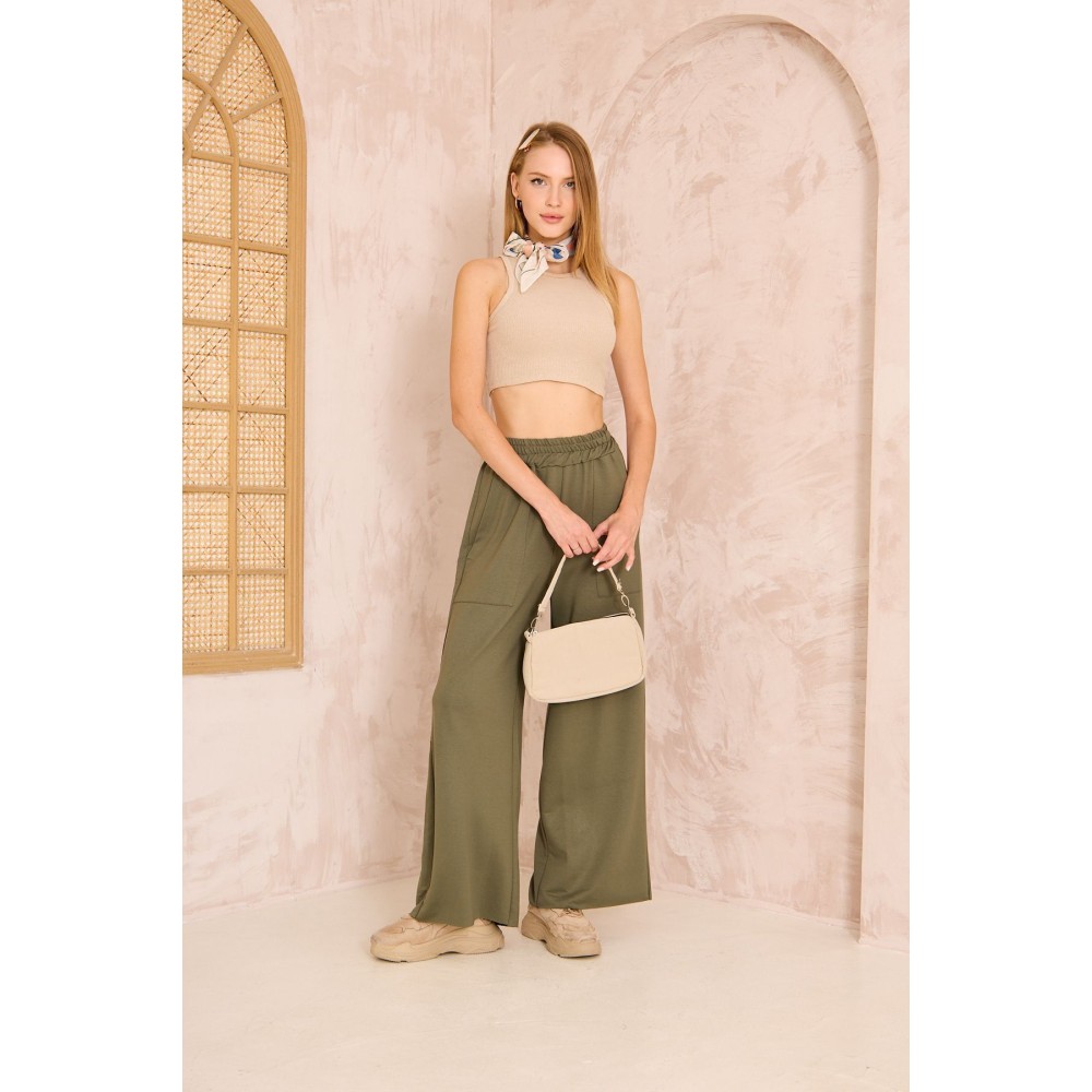 Pasaklı Giyim Pasaklı Giyim Kadın Viskon Pantolon-Eşorfman Altı Haki - Premium Kadın Giyim