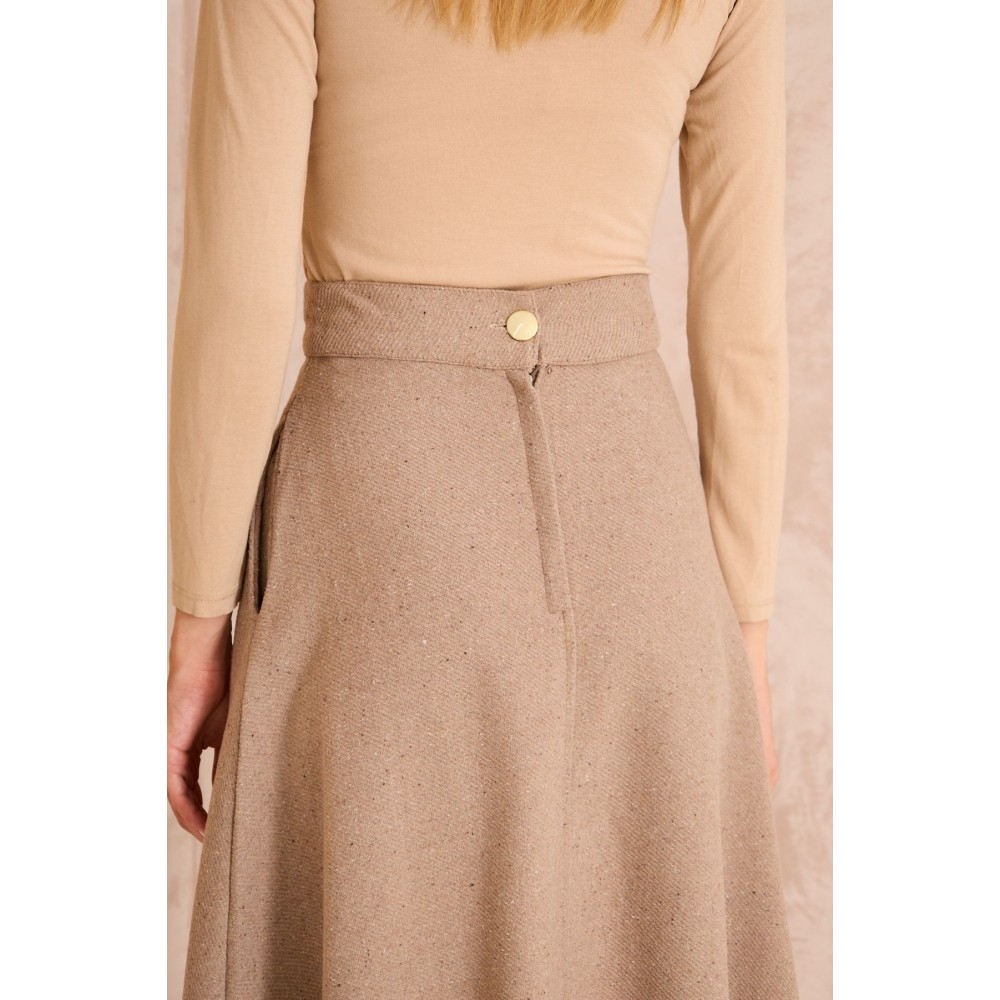 Pasaklı Giyim Pasaklı Giyim Kadın Kiloş Kaşe Etek Vizon - Premium Kadın Giyim