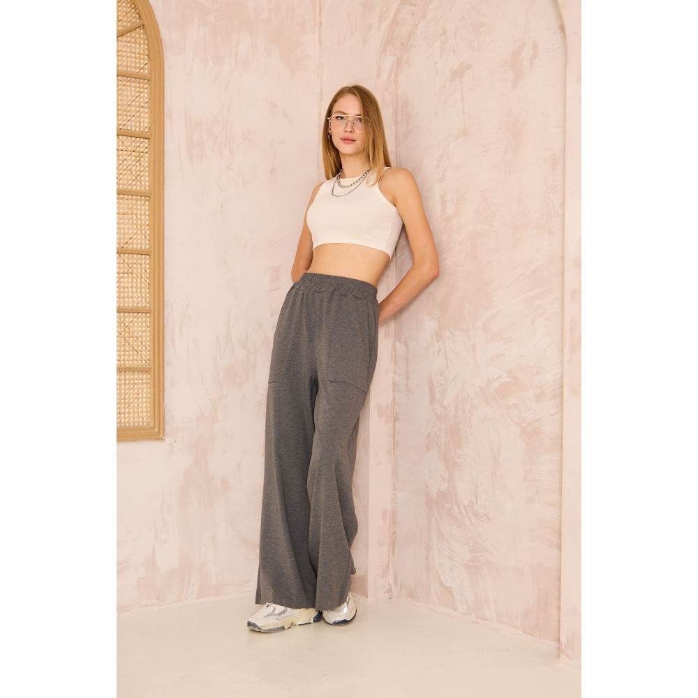 Pasaklı Giyim Pasaklı Giyim Kadın Viskon Pantolon-Eşorfman Altı Füme - Premium Kadın Giyim