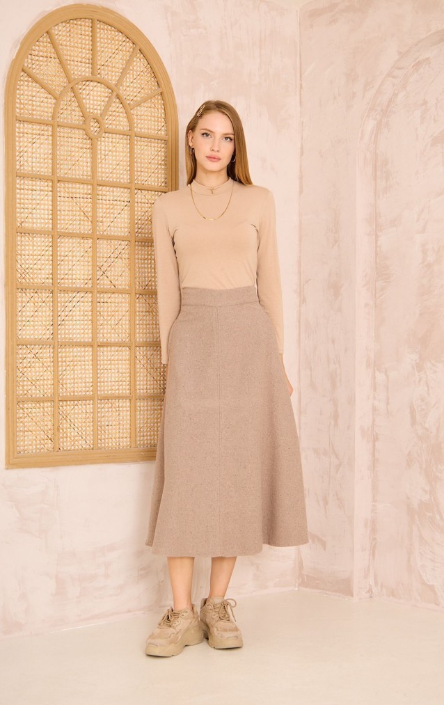 Pasaklı Giyim Kadın Kiloş Kaşe Etek 3461210 Vizon