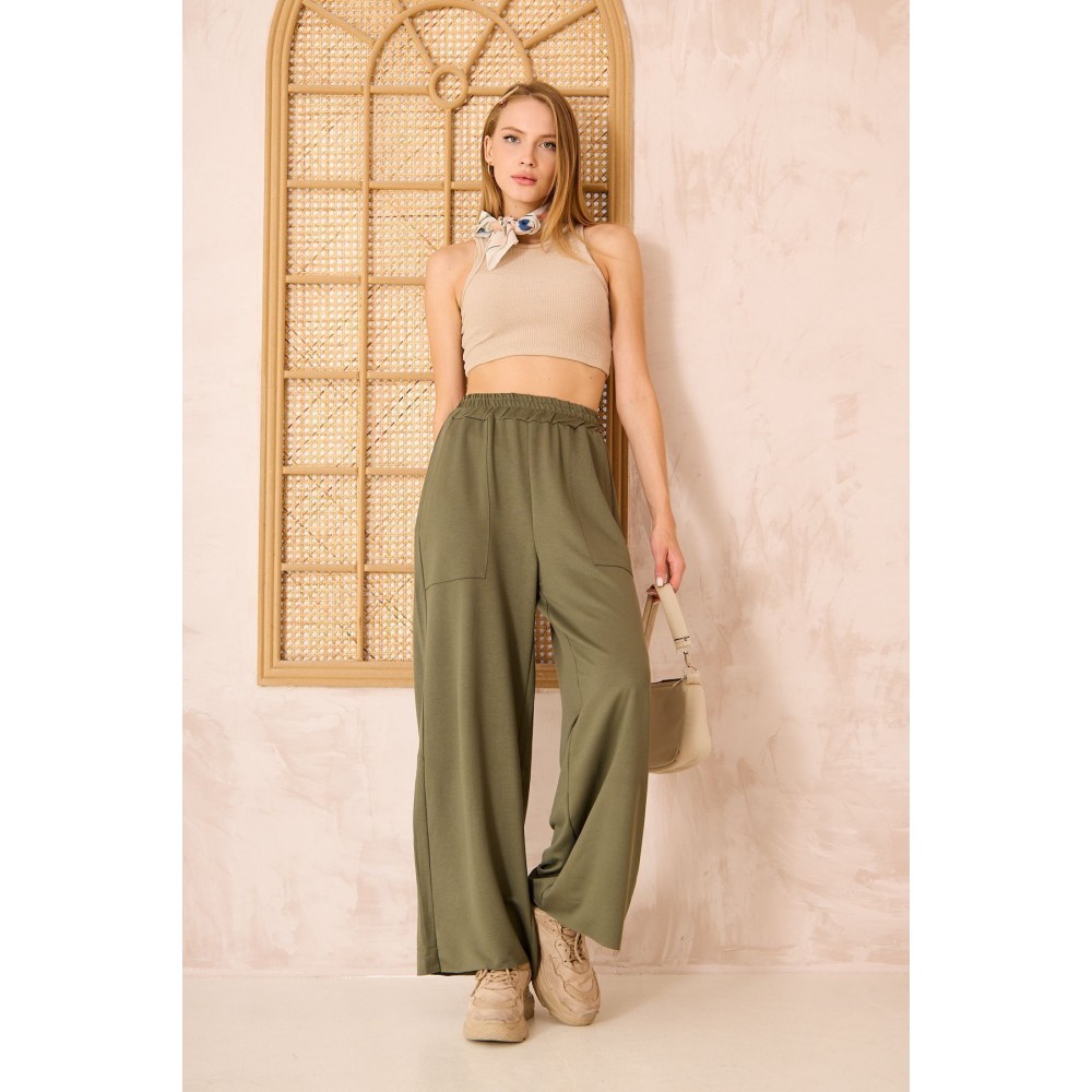 Pasaklı Giyim Pasaklı Giyim Kadın Viskon Pantolon-Eşorfman Altı Haki - Premium Kadın Giyim
