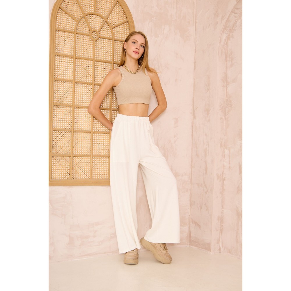 Pasaklı Giyim Pasaklı Giyim Kadın Viskon Pantolon-Eşorfman Altı Beyaz - Premium Kadın Giyim