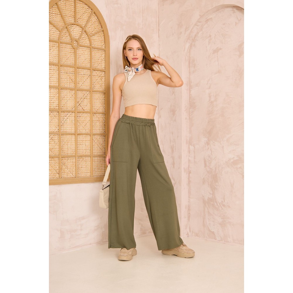 Pasaklı Giyim Pasaklı Giyim Kadın Viskon Pantolon-Eşorfman Altı Haki - Premium Kadın Giyim