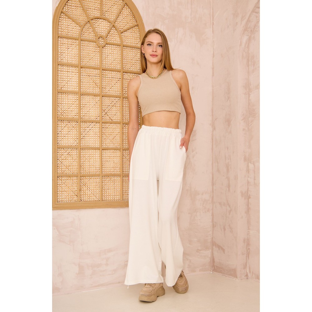 Pasaklı Giyim Pasaklı Giyim Kadın Viskon Pantolon-Eşorfman Altı Beyaz - Premium Kadın Giyim