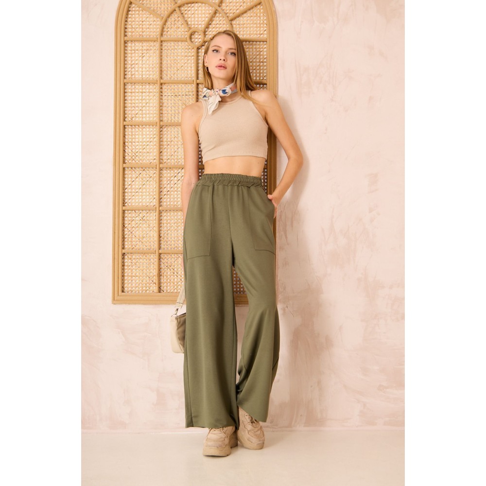 Pasaklı Giyim Pasaklı Giyim Kadın Viskon Pantolon-Eşorfman Altı Haki - Premium Kadın Giyim