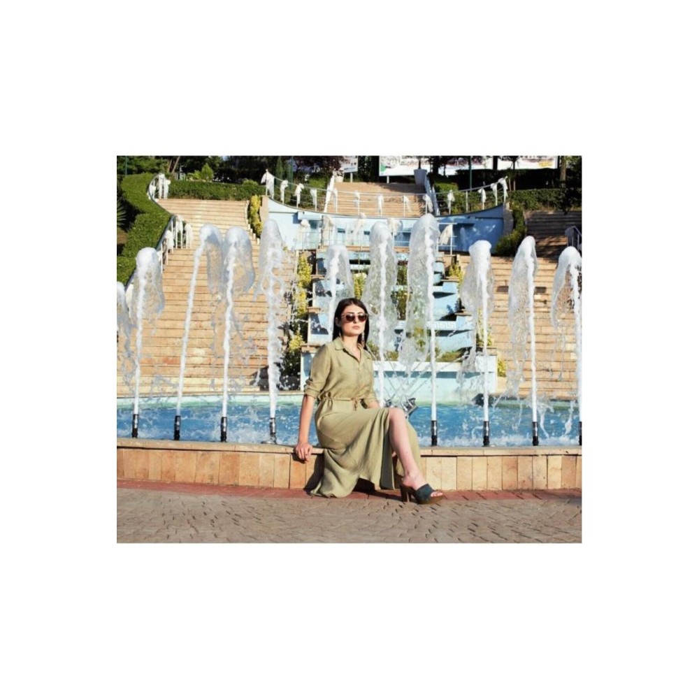 Pasaklı Giyim Pasaklı Giyim Kadın Hasır Kemerli Gömlek Elbise Haki - Premium Kadın Giyim