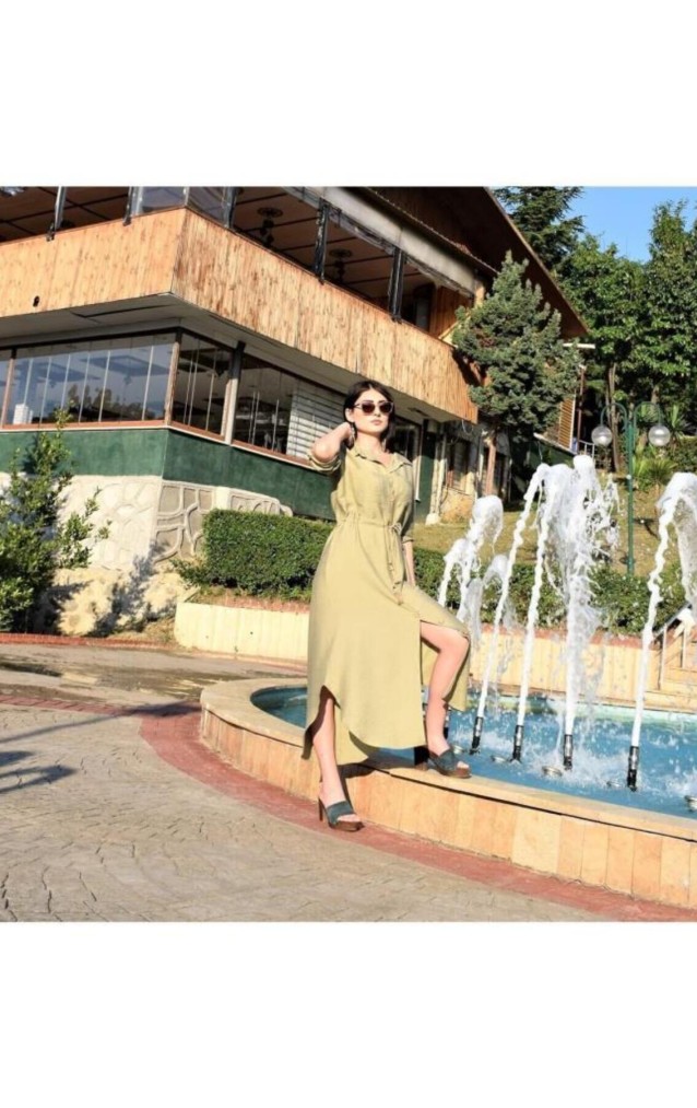 Pasaklı Giyim Kadın Hasır Kemerli Gömlek Elbise 2837451 Haki