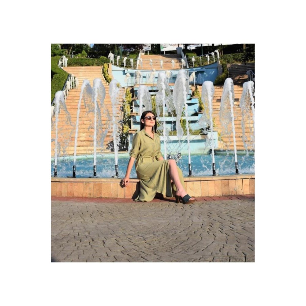 Pasaklı Giyim Pasaklı Giyim Kadın Hasır Kemerli Gömlek Elbise Haki - Premium Kadın Giyim