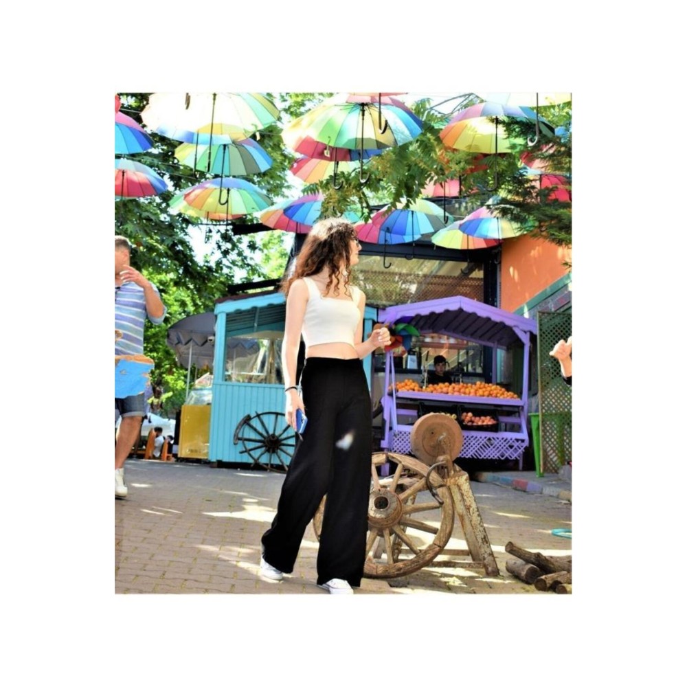 Pasaklı Giyim Pasaklı Giyim Kadın Keten Dokulu Pantolon Siyah - Premium Kadın Giyim