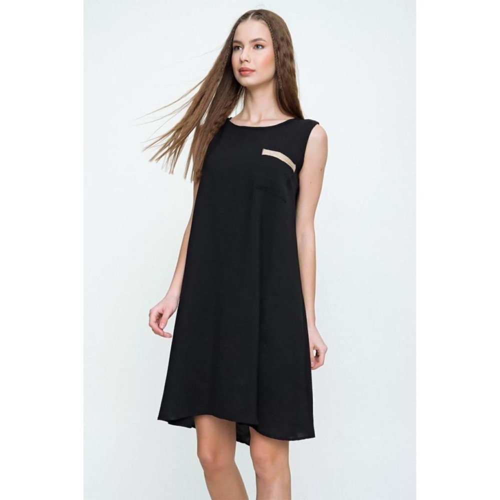 Pasaklı Giyim Pasaklı Giyim Kadın Hasır Detaylı Elbise Siyah - Premium Kadın Giyim