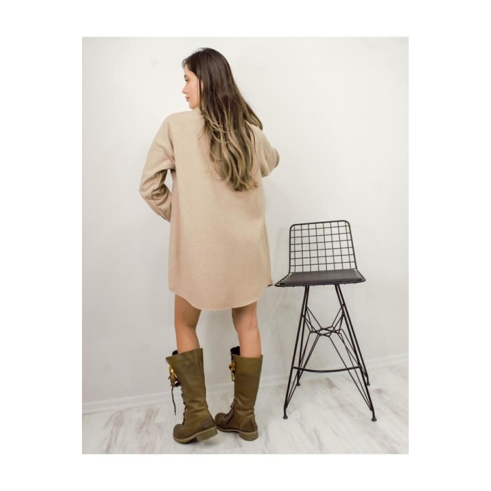 Pasaklı Giyim Pasaklı Giyim Kadın Kaşe Yün Oduncu Gömlek Bej - Premium Kadın Giyim