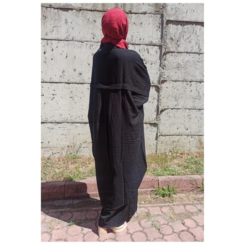 Pasaklı Giyim Pasaklı Giyim Kadın Oversize Yarasa Kol Tesettüre Uygun Gömlek Elbise-Tesettür Tunik Siyah - Premium Kadın Giyim