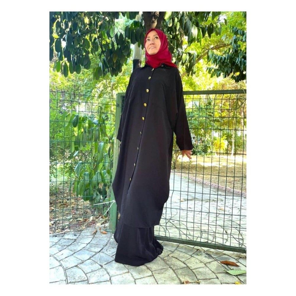 Pasaklı Giyim Pasaklı Giyim Kadın Oversize Yarasa Kol Tesettüre Uygun Gömlek Elbise-Tesettür Tunik Siyah - Premium Kadın Giyim