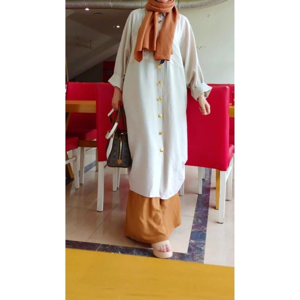 Pasaklı Giyim Pasaklı Giyim Kadın Oversize Yarasa Kol Tesettüre Uygun Gömlek Elbise-Tesettür Tunik Taş - Premium Kadın Giyim